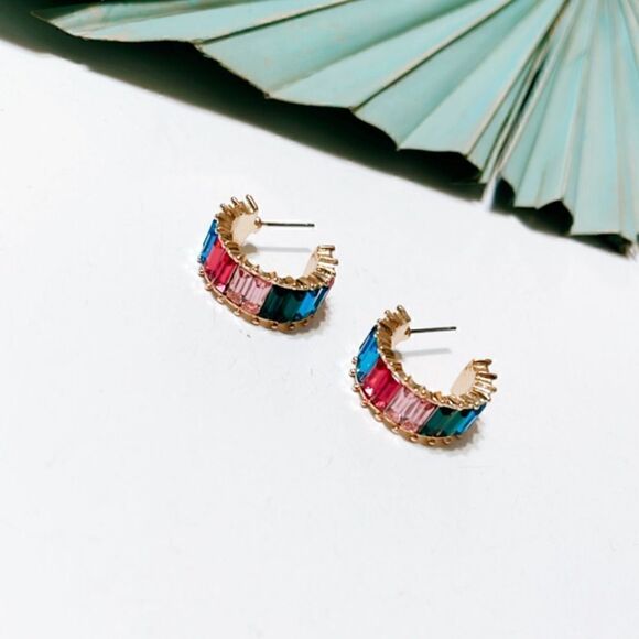 Crystal hoop earrings S36 - Picture 2 of 2